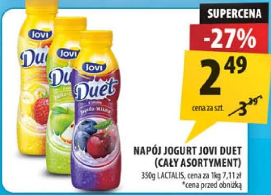 Napój jogurt Jovi Duet Lactalis promocja w Arhelan