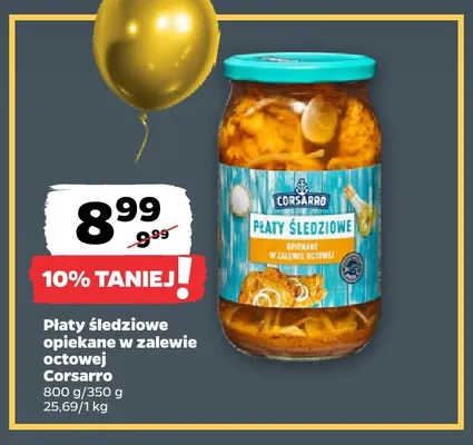 Płaty śledziowe opiekane w zalewie octowej Corsarro promocja w Netto