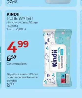 Chusteczki nawilżane Kindii Pure Water promocja w Drogerie Jawa