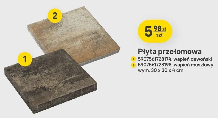 Płyta przełomowa wapień muszlowy 30x30x4 cm promocja w Castorama