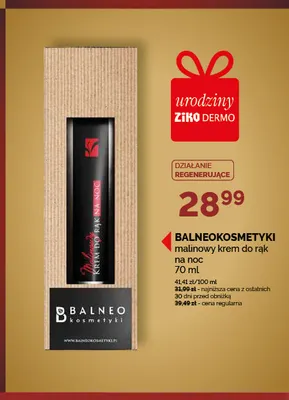 Malinowy krem do rąk na noc Balneokosmetyki promocja w Ziko Dermo