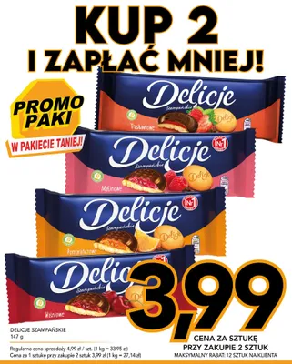 Ciastka Delicje Szampańskie Malinowe promocja w Kupiec