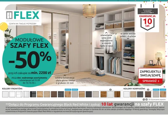 Modułowe szafy Flex promocja w Black Red White