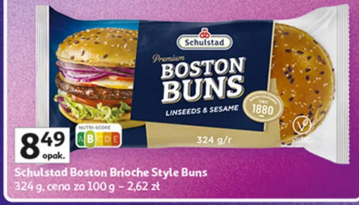 Bułki Boston Brioche Style Buns Linsseeds & Sesam promocja w Auchan