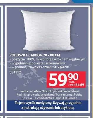 Poduszka Carbon 70x80 cm promocja w Selgros