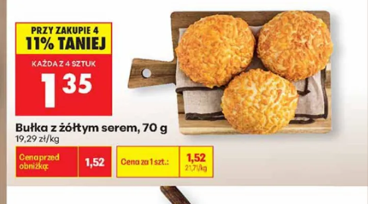 Bułka z żółtym serem promocja w Biedronka
