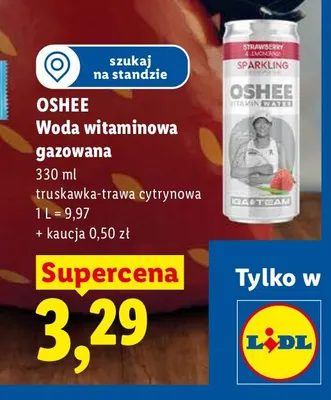 Woda witaminowa gazowana Oshee truskawka-trawa cytrynowa promocja w Lidl
