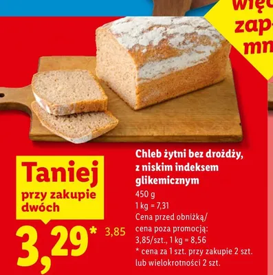 Chleb żytni bez drożdży z niskim indeksem glikemicznym promocja w Lidl
