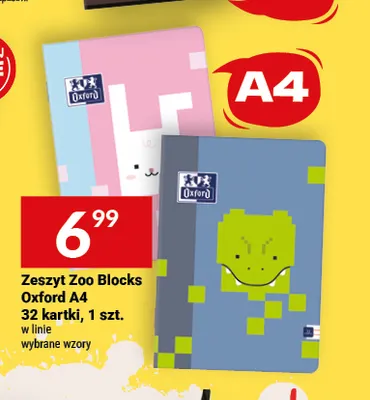 Zeszyt Zoo Blocks Oxford A4 32 kartki promocja w Twój Market
