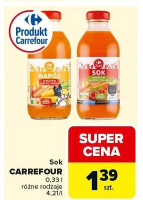 Sok marchew, jabłko, banan promocja w Carrefour