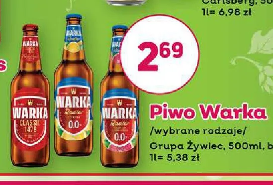 Piwo bezalkoholowe Warka Radler promocja w Bliski