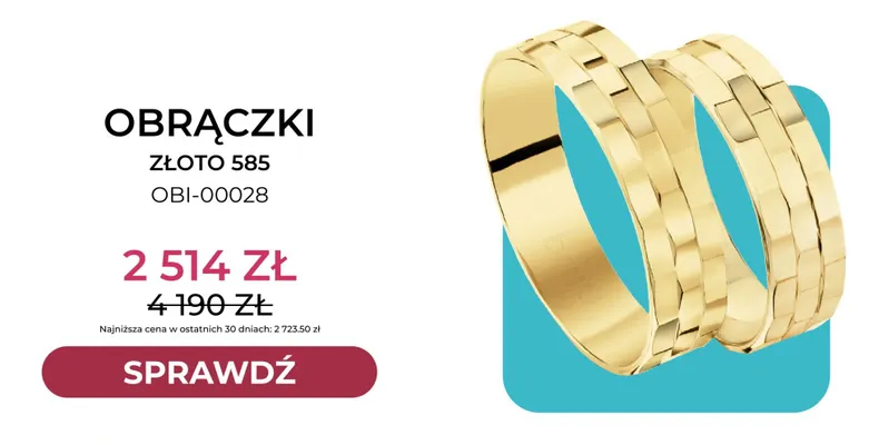 Obrączki złoto 585 OBI-00028 Briju promocja w Briju