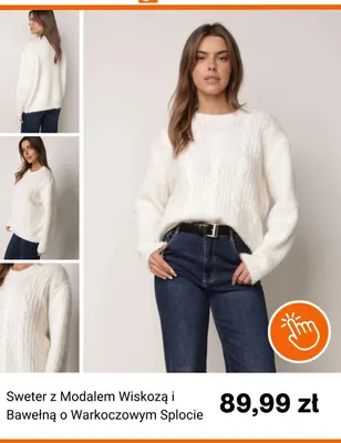 Sweter z modalem wiskozą i bawełną o warkoczowym splocie Born2be promocja w Born2be