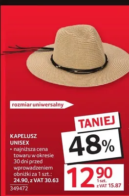 Kapelusz unisex rozmiar uniwersalny promocja w Selgros