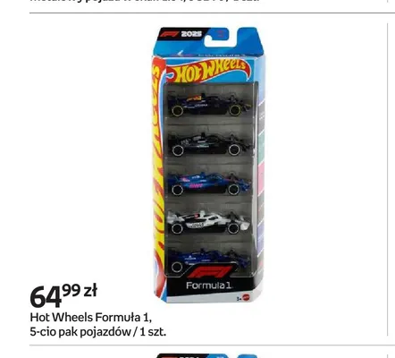 Pojazdy Formuła 1 5-pak Hot Wheels promocja w Empik