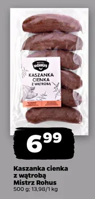 Kaszanka cienka z wątrobą Mistrz Rohus promocja w Netto