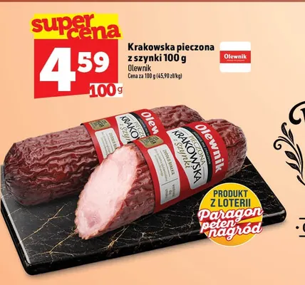Kiełbasa krakowska pieczona z szynki Olewnik promocja w TOPAZ