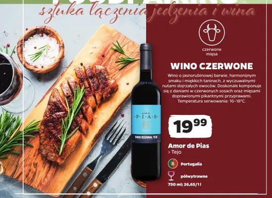 Wino czerwone półwytrawne Amor de Pias Tejo promocja w Netto