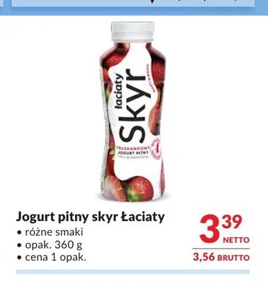 Jogurt pitny skyr Łaciate promocja w Makro