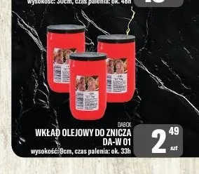 Wkład olejowy do znicza DA-W 01 Dabox promocja w Tomi Markt