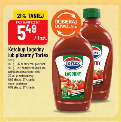 Ketchup łagodny Tortex promocja w POLOmarket