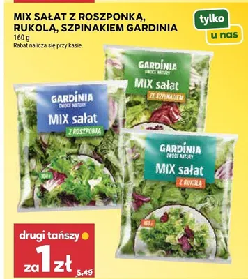 Mix sałat z roszponką, rukolą, szpinakiem gardinia promocja w Stokrotka
