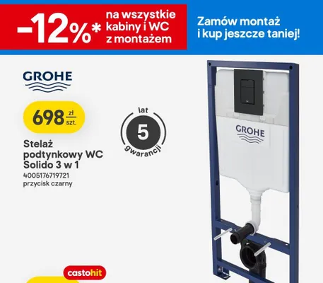 Stelaż podtynkowy WC Solido 3w1 Grohe promocja w Castorama