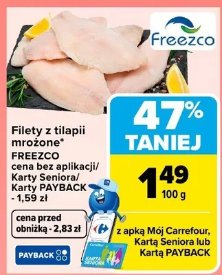 Filety z tilapii mrożone promocja w Carrefour