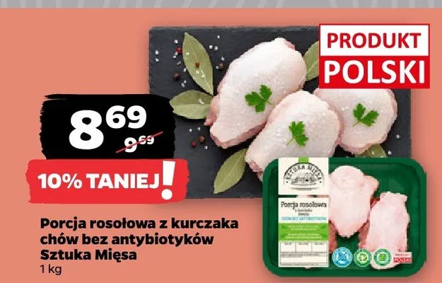 Porcja rosołowa z kurczaka chów bez antybiotyków Sztuka Mięsa promocja w Netto