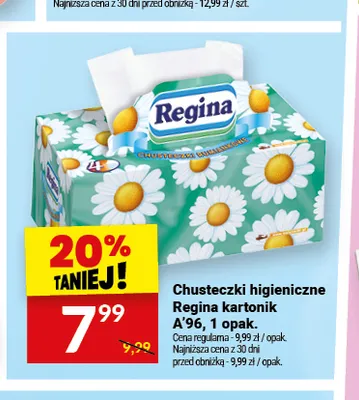 Chusteczki higieniczne Regina kartonik A'96 promocja w Twój Market