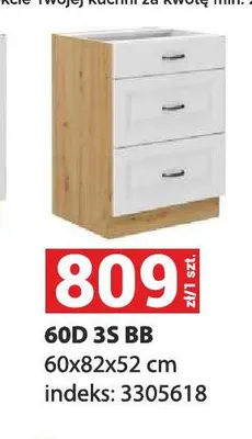 Szafka kuchenna 60D 3S Bb 60x82x52 cm promocja w Merkury Market