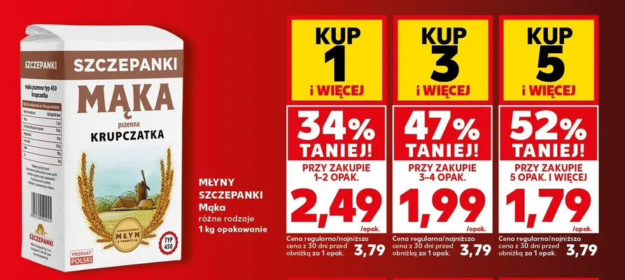 Mąka pszenna krupczatka typ 450 Młyny Szczepanki promocja w Kaufland