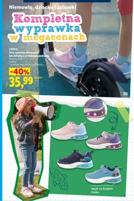 Buty sportowe dziewczęce ze świecącą podeszwą Lupilu promocja w Lidl