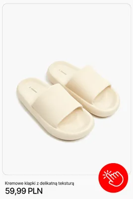 Klapki Cropp kremowe z delikatną teksturą promocja w Cropp