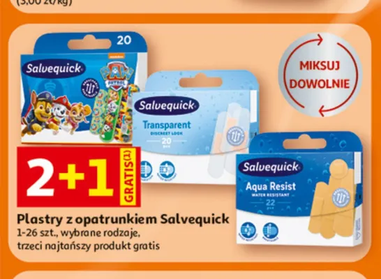 Plastry z opatrunkiem Salvequick Aqua Resist promocja w Auchan