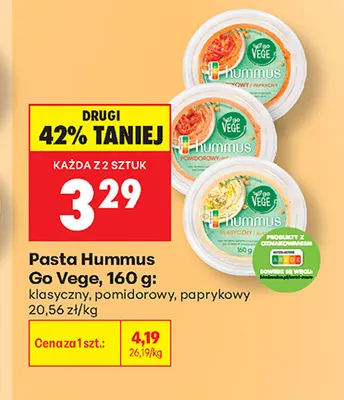 Pasta hummus paprykowy Go Vege promocja w Biedronka