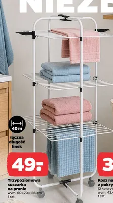 Trzypoziomowa suszarka na pranie 60x70x136cm promocja w Netto