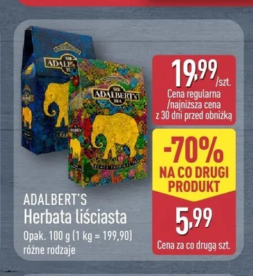 Herbata liściasta Adalbert's Black Tropical promocja w Aldi