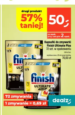 Kapsułki do zmywarki Finish Ultimate Plus Lemon promocja w Dealz
