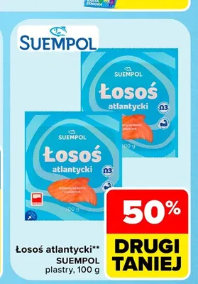 Łosoś atlantycki wędzony na zimno w plastrach Suempol promocja w Carrefour