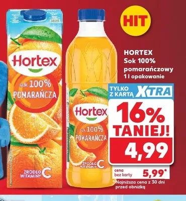Sok 100% pomarańczowy Hortex promocja w Kaufland