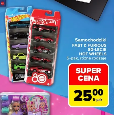 Samochodziki Fast & Furious 80-lecie Hot Wheels 5-pak promocja w Carrefour