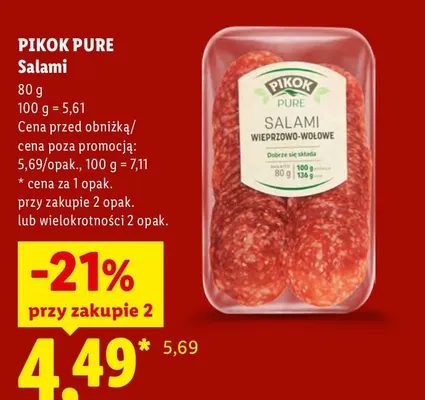 Salami Pikok Pure promocja w Lidl