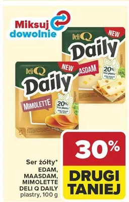 Ser żółty Edam Deli Q Daily plastry promocja w Carrefour
