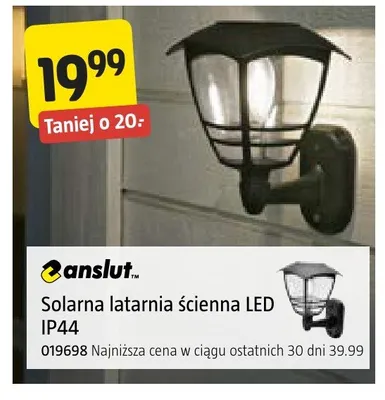 Solarna latarnia ścienna LED IP44 Anslut promocja w Jula