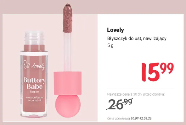 Błyszczyk do ust nawilżający Lovely Buttery Babe promocja w Rossmann