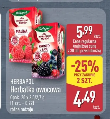 Herbatka owocowa prosto z lasu Herbapol promocja w Aldi