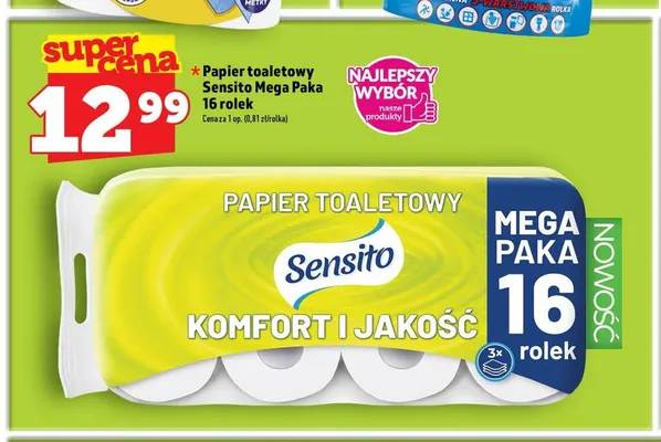 Papier toaletowy Sensito Mega Paka promocja w TOPAZ