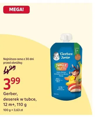 Deserek w tubce Gerber 12 m+ promocja w Rossmann