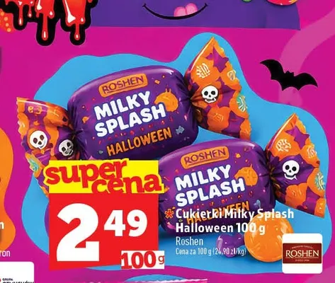 Cukierki Milky Splash Halloween Roshen promocja w TOPAZ